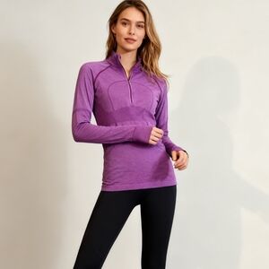 lululemon Athletica Size 8 Purple Quarter-Zip Pullover Long Sleeve Top
